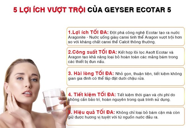 Sử dụng Geyser Ecotar có nhiều lợi ích 