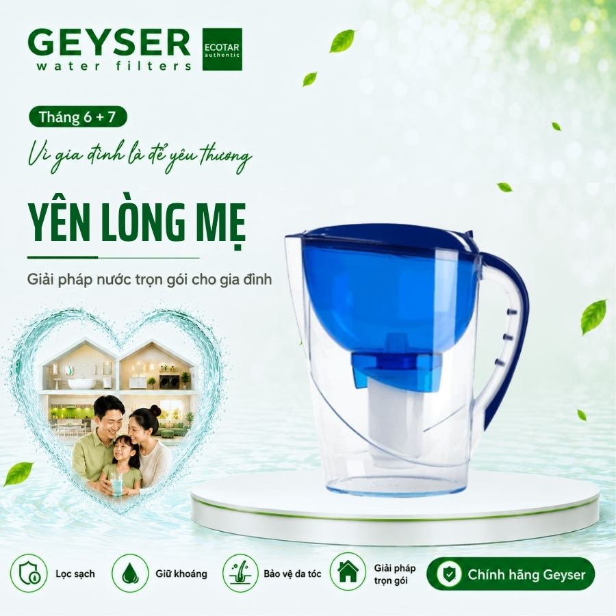 Bình lọc nước kháng khuẩn nano Geyser Aquarius 3.7L