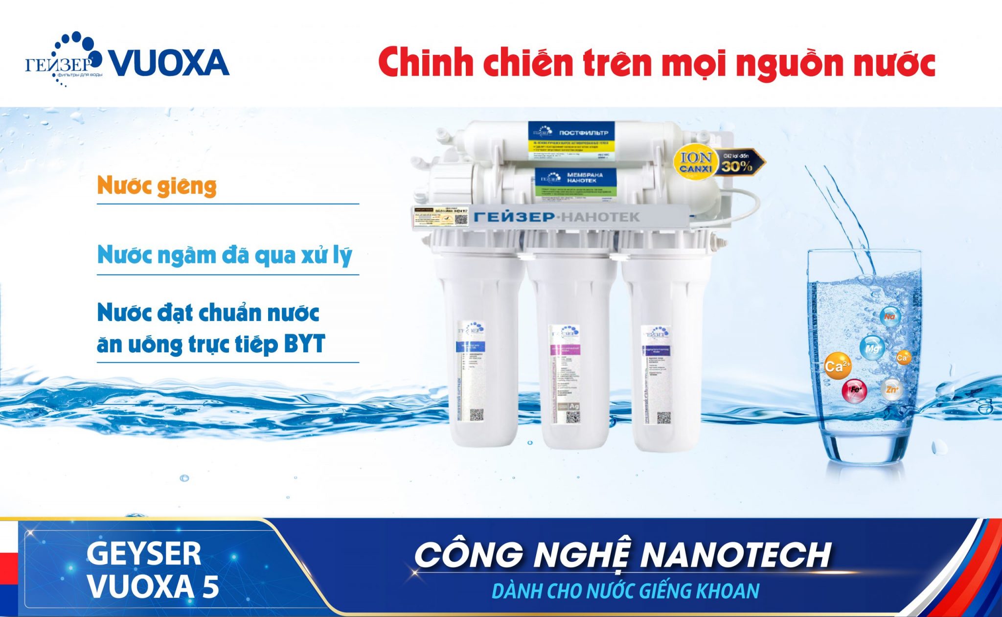 Geyser Vuoxa 5 lọc mọi nguồn nước ở Việt Nam