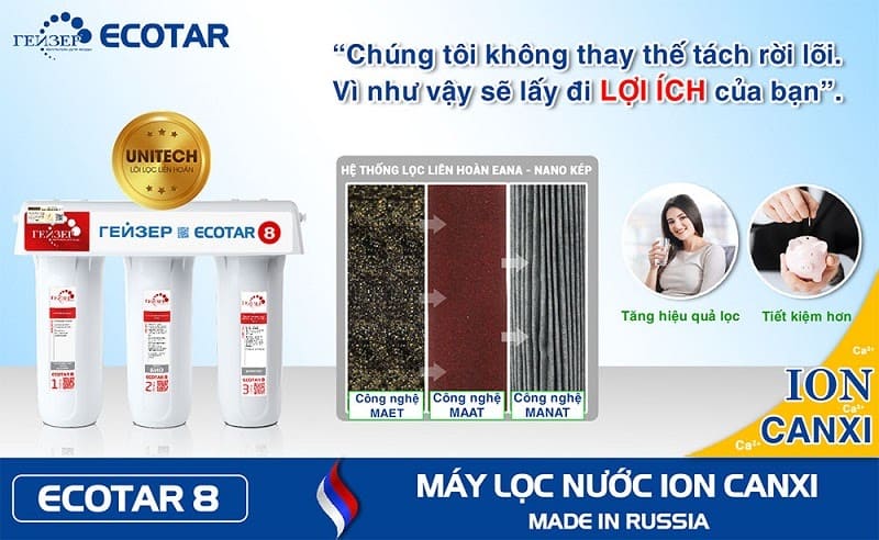 Công nghệ Unitech của dòng máy lọc nước Geyser Ecotar 8