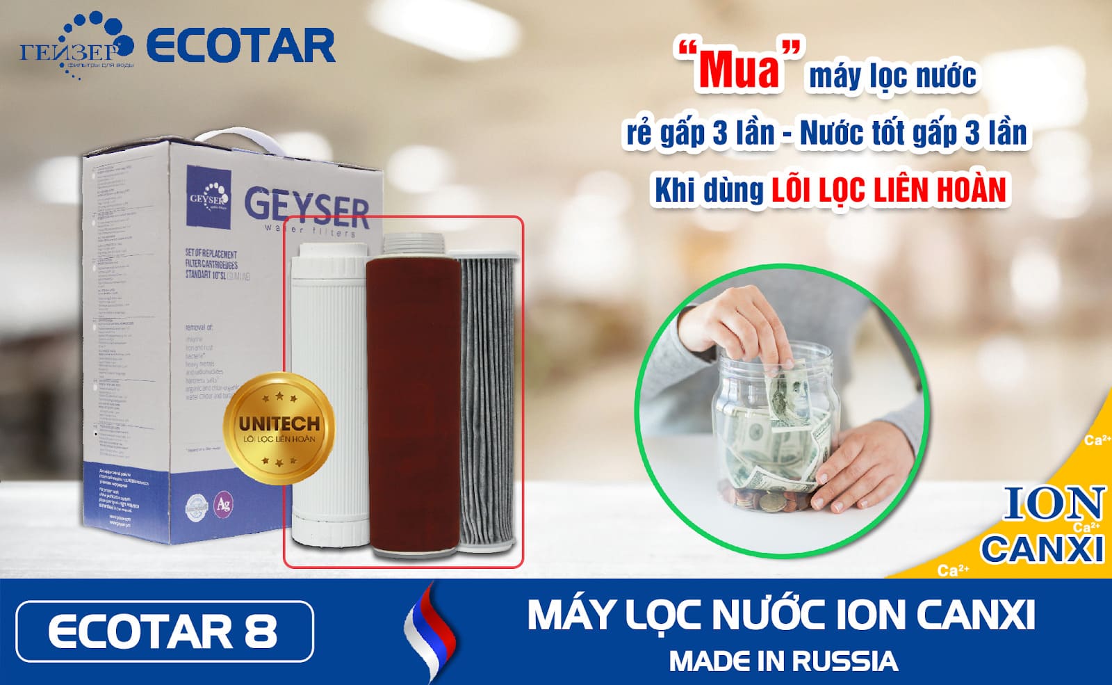 Máy lọc nước thông minh Geyser Ecotar 8 tiết kiệm hơn