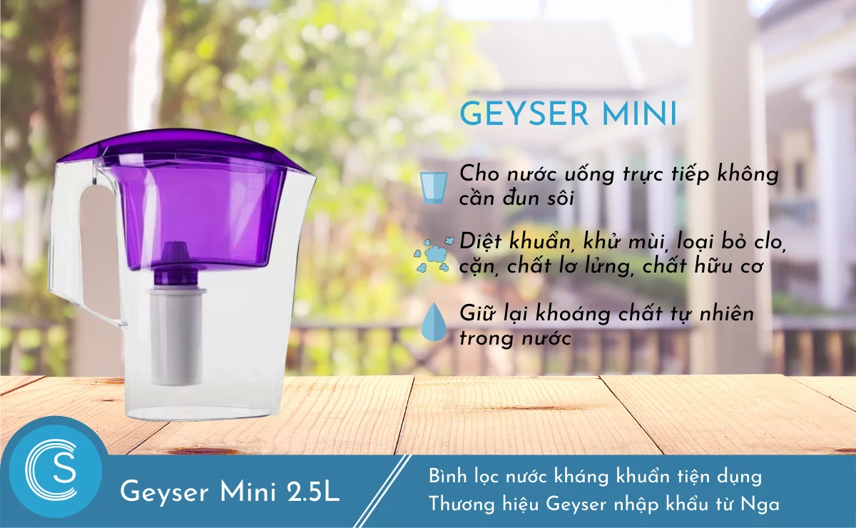 Bình nước kháng khuẩn Geyser Blue Mini 2,5l