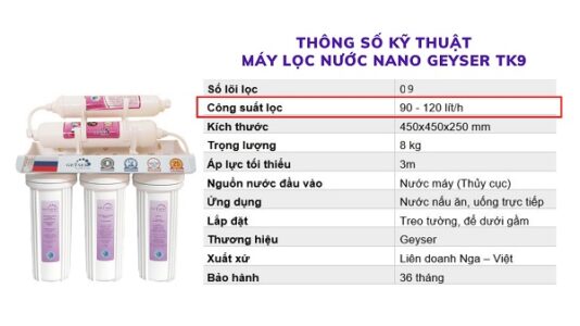 công suất máy lọc nước