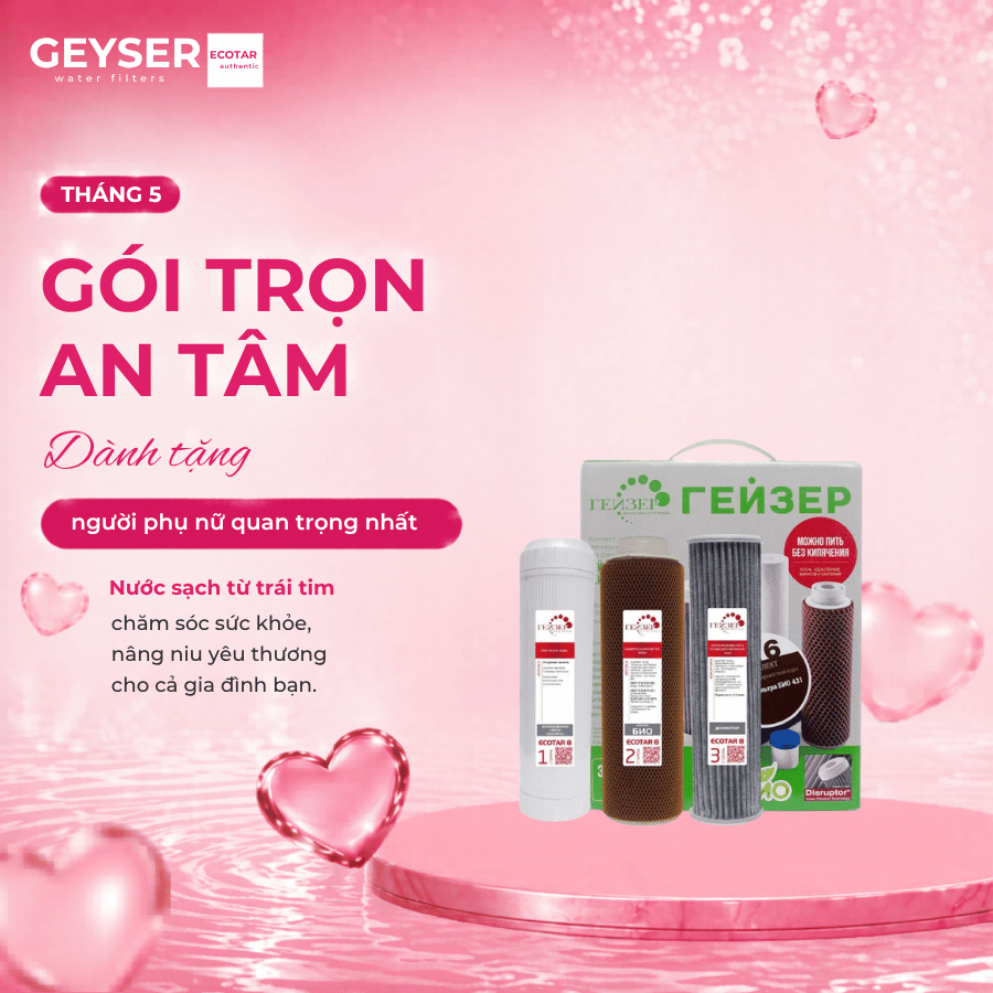 Bộ 3 lõi lọc nước nano nhập khẩu châu Âu dành cho Geyser Ecotar 8