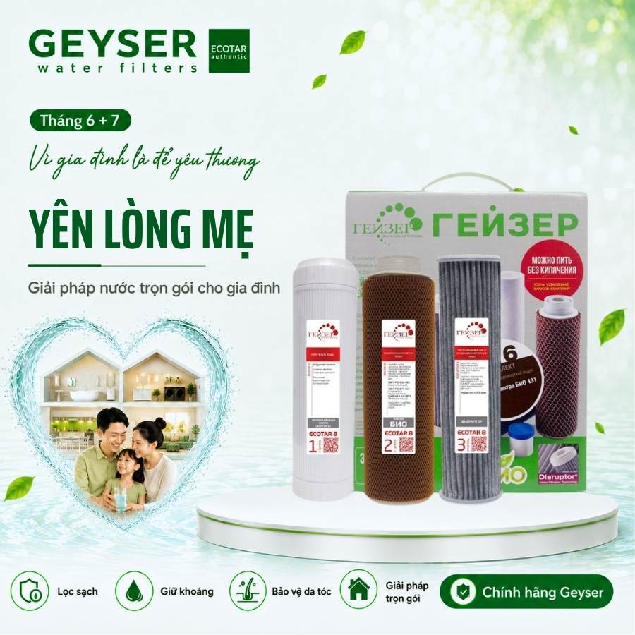 Bộ 3 lõi lọc nước nano nhập khẩu châu Âu dành cho Geyser Ecotar 8