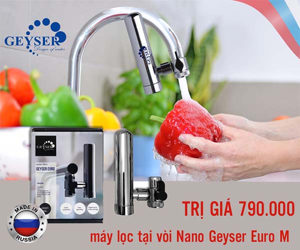 Thiết kế máy lọc nước tại vòi nano Geyser Euro M thẩm mỹ, hiện đại