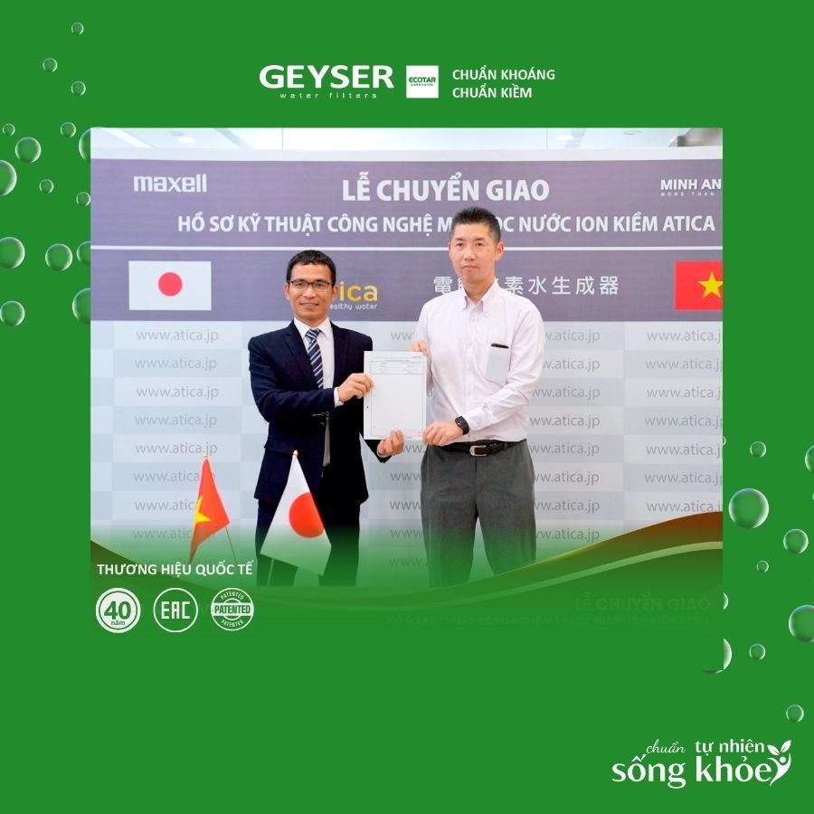 Chuyển giao hồ sơ kỹ thuật công nghệ từ Maxell Nhật bản cho Geyser Việt Nam(Minh Anh Water)