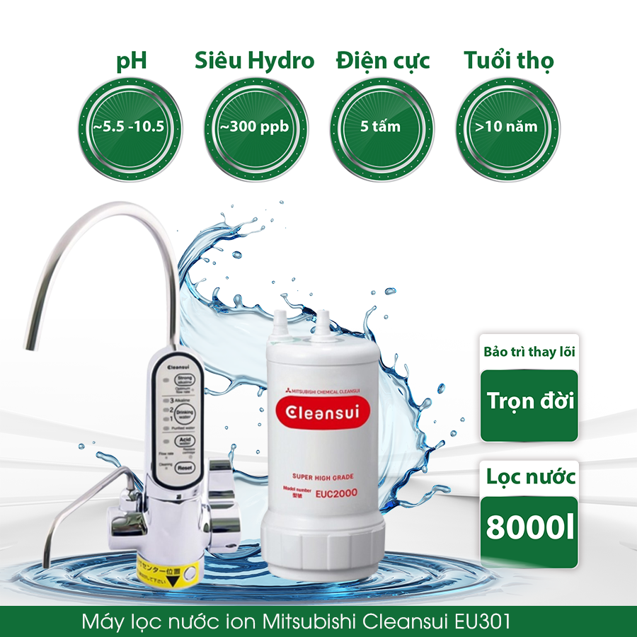 Máy lọc nước ion kiềm Mitsubishi Cleansui EU301