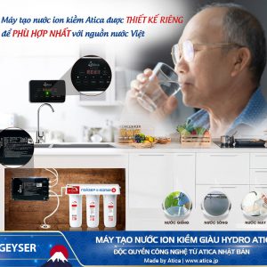 Máy lọc nước ion kiềm Geyser Atica i3000 phù hợp với nguồn nước Việt