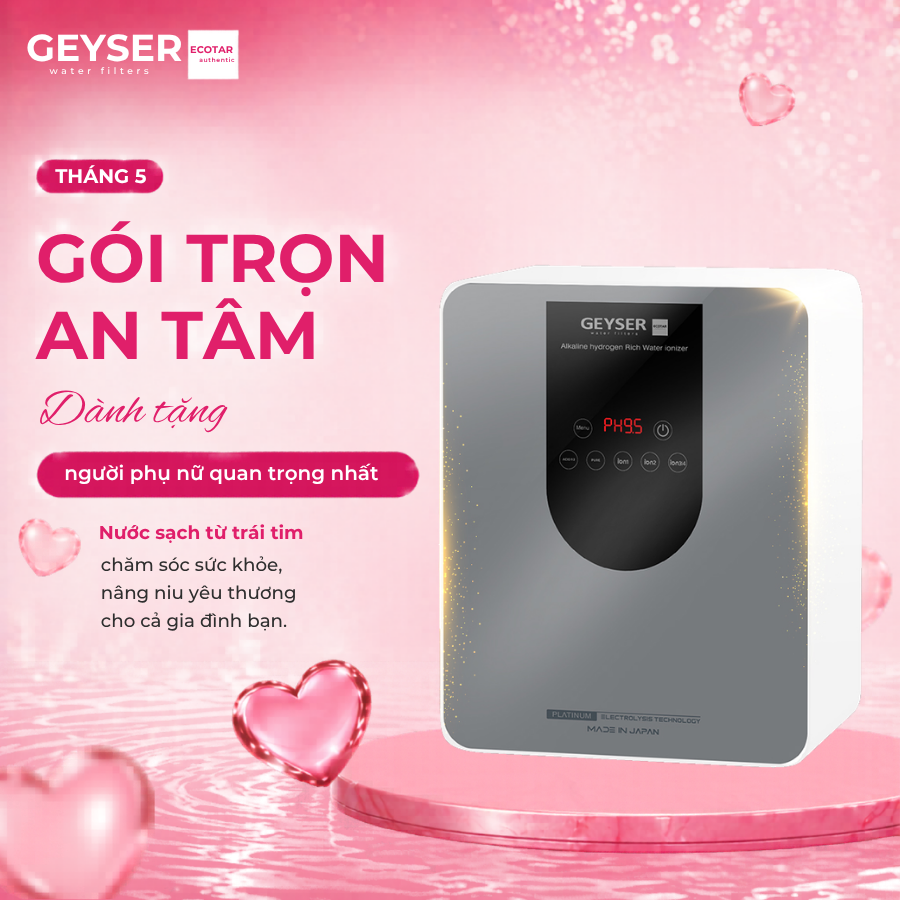 Máy lọc nước ion kiềm giàu hydro Geyser Ecotar 9 Pro