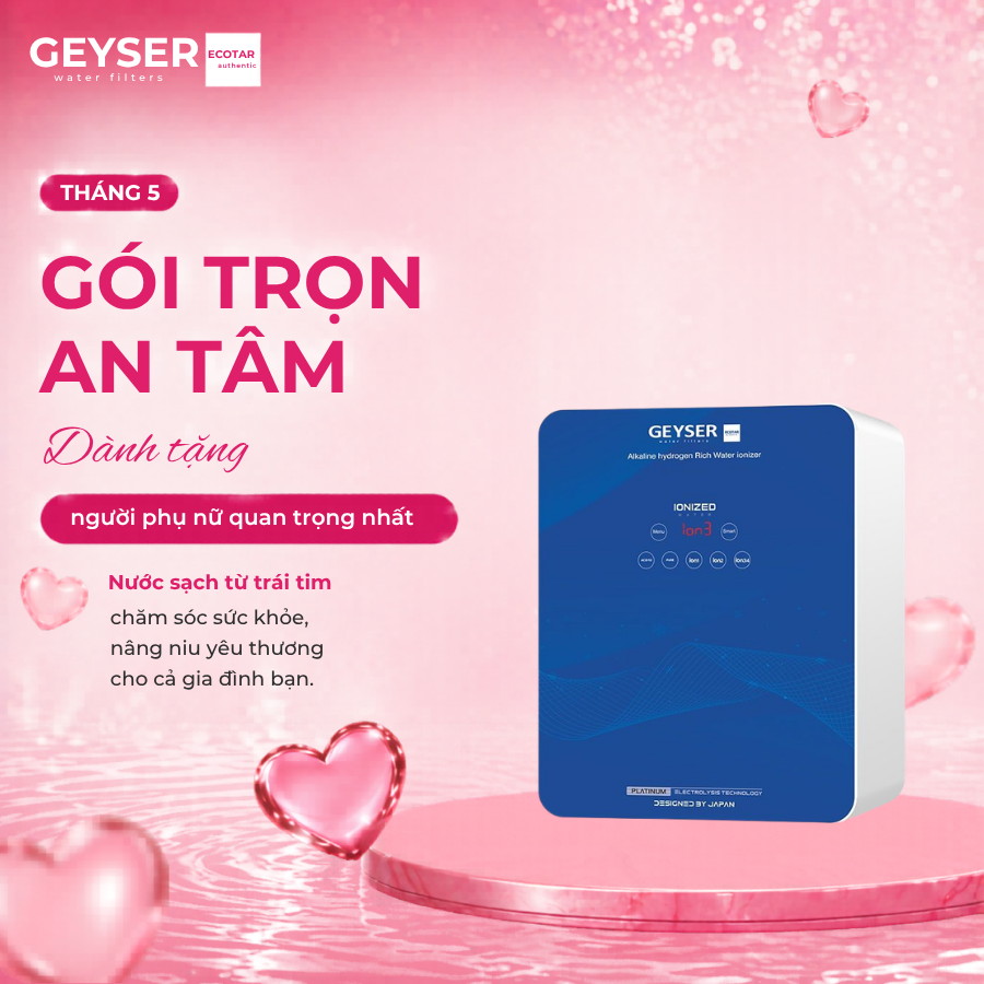Máy lọc nước ion kiềm giàu hydro Geyser Ecotar 9 Slim T