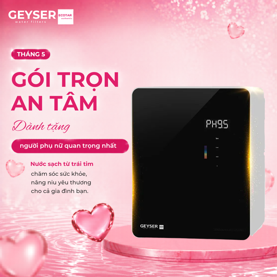 Máy lọc nước ion kiềm giàu hydro Geyser Ecotar 9 Slim V