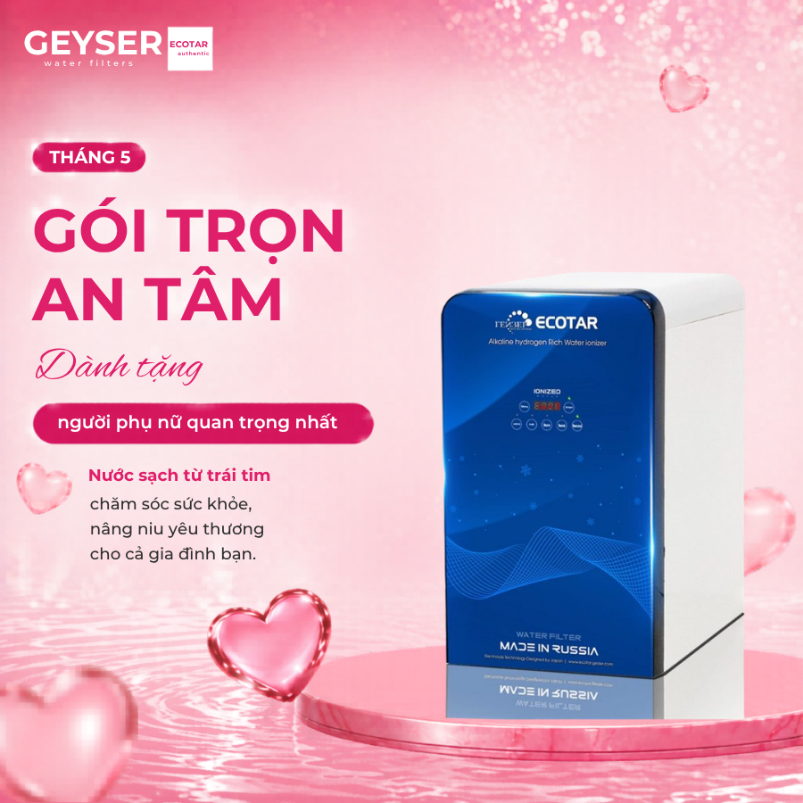 Máy lọc nước ion kiềm giàu hydro Geyser Ecotar 9