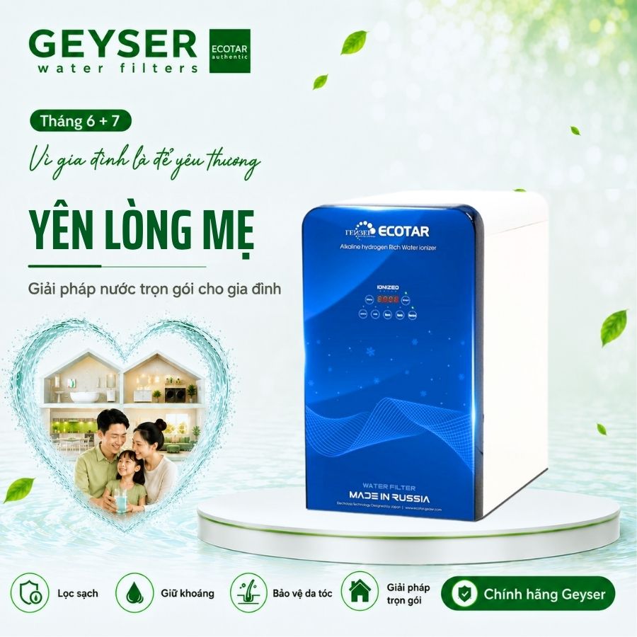 Máy lọc nước ion kiềm giàu hydro Geyser Ecotar 9