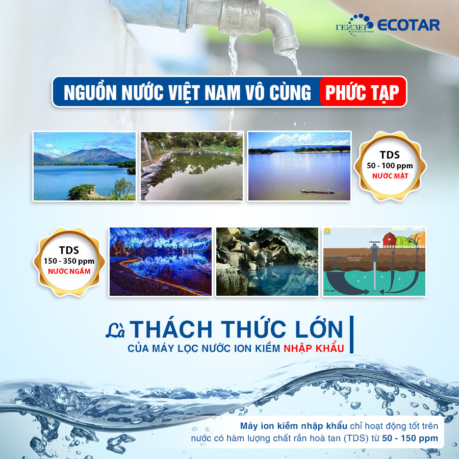 Không phải nguồn nước đầu vào nào cũng lắp được máy ion kiềm nhập khẩu
