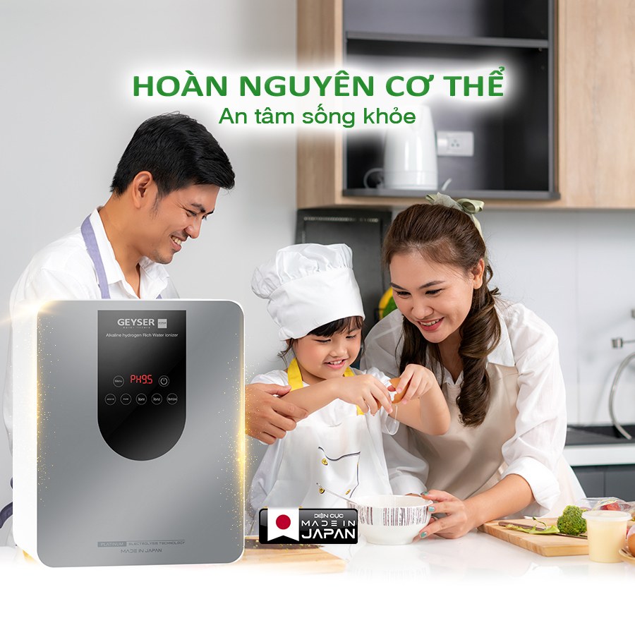 Máy lọc nước ion kiềm giàu hydro Geyser Ecotar 9 Pro hoàn nguyên cơ thể - An tâm sống khỏe