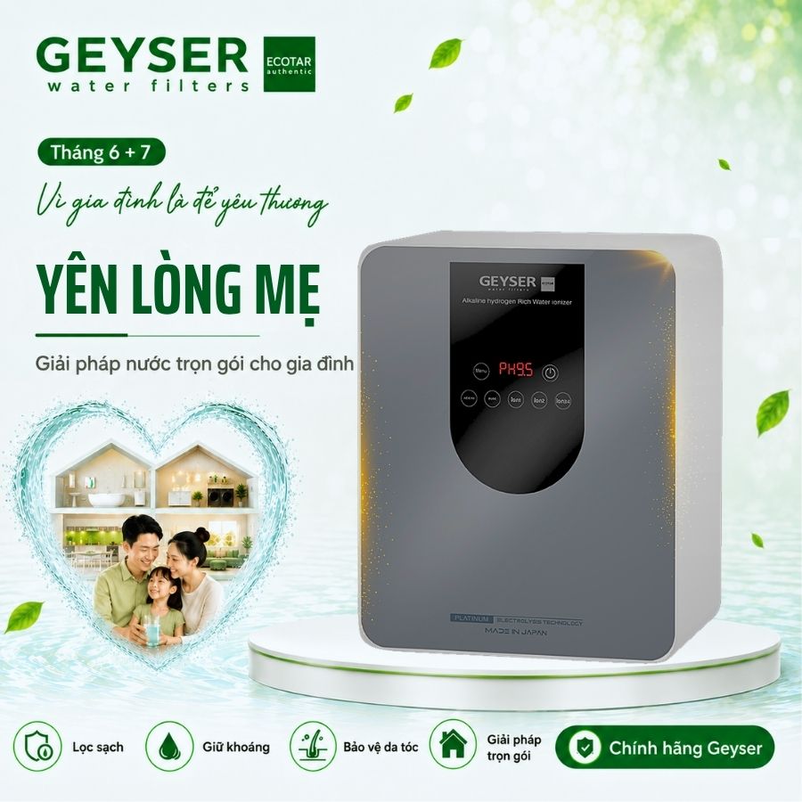 Máy lọc nước ion kiềm giàu hydro Geyser Ecotar 9 Pro