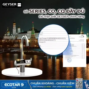 Giấy chứng nhận hàng chính hãng khi mua Geyser Ecotar 9 Lux