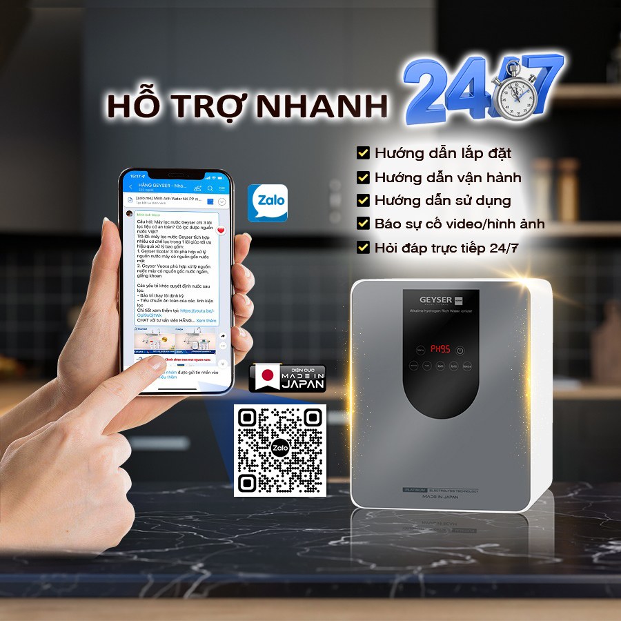 Hỗ trợ tư vấn 24/7 từ Geyser Việt Nam
