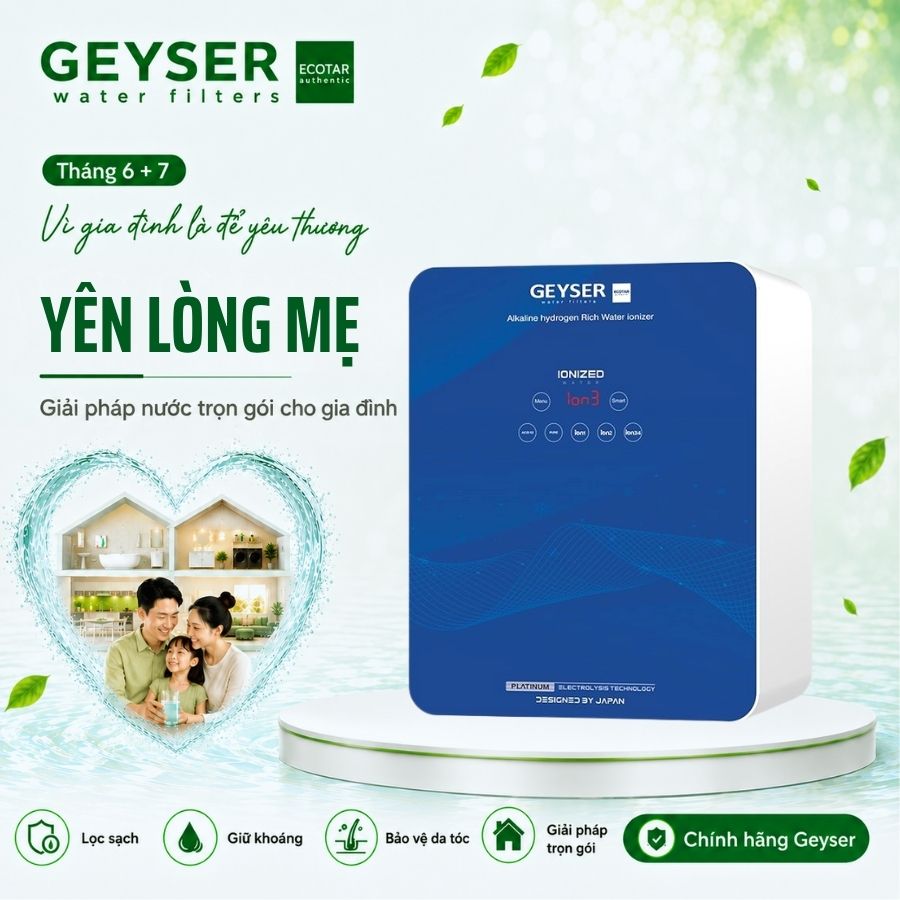 Máy lọc nước ion kiềm giàu hydro Geyser Ecotar 9 Slim T
