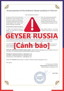 Thông báo về Máy lọc nước Geyser chính hãng tại Việt Nam
