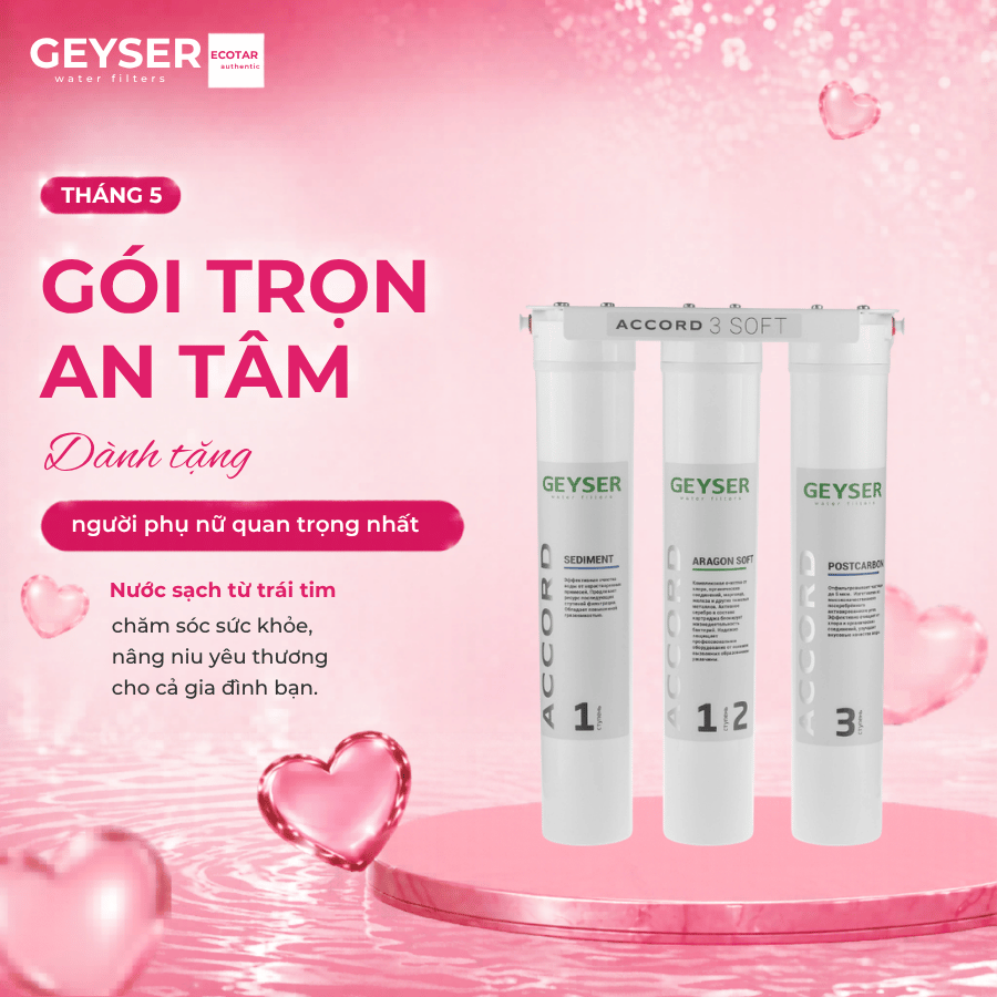 Máy lọc nước chuẩn khoáng Geyser Ecotar Accord 3 Soft cho máy pha cafe