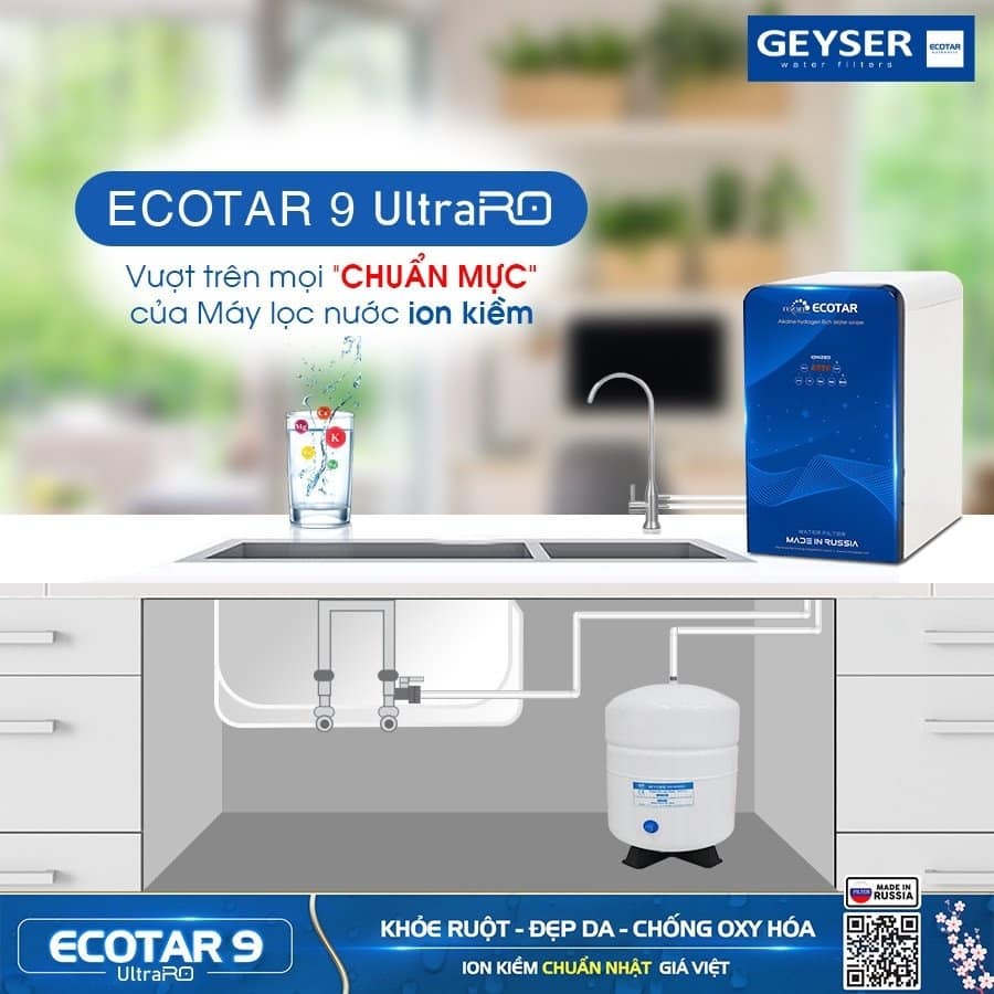 Máy lọc nước Geyser Ecotar 9 UltraRO để bàn/Lắp âm(phải có bàn bếp)