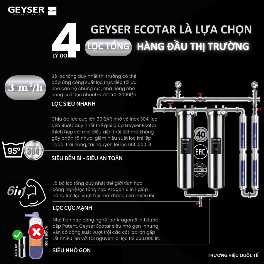 4 lý do chọn mua Lọc tổng đầu nguồn căn hộ chung cư Geyser Ecotar 2F4A