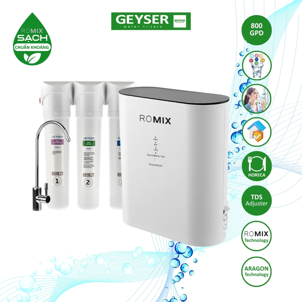 Máy lọc nước chuẩn khoáng Geyser Ecotar 9 ROMIX phù hợp gia đình đến thương mại