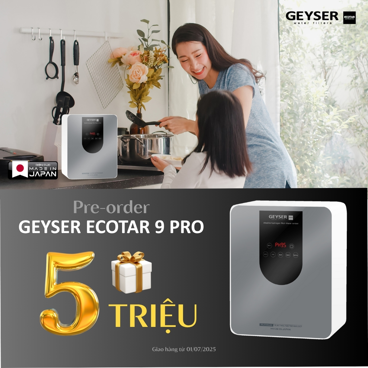Máy lọc nước ion kiềm Geyser Ecotar 9 Pro pre order