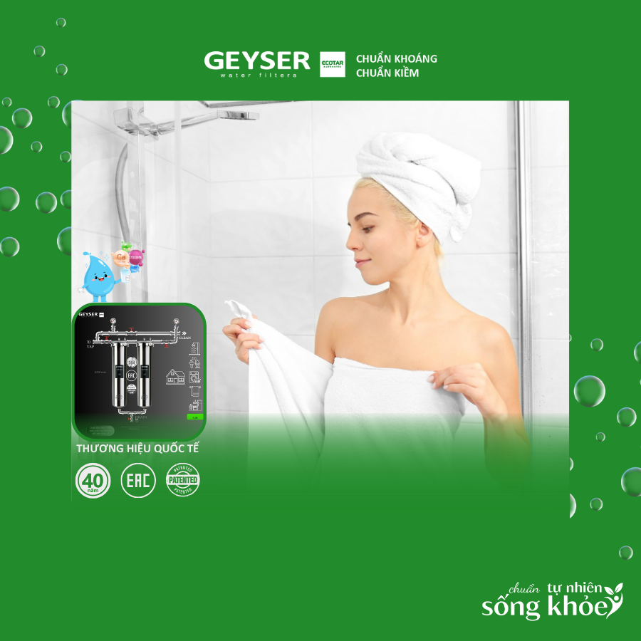 Hệ thống lọc tổng đầu nguồn cung cấp nước sạch, giúp bảo vệ làn da