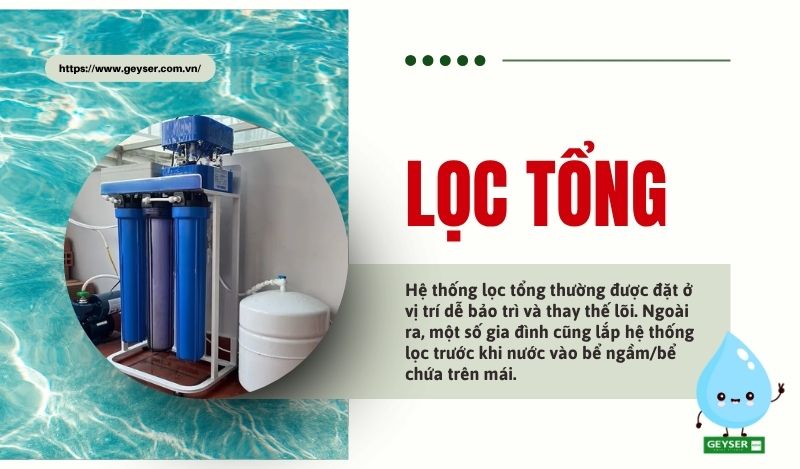 Máy lọc tổng thường được lắp đặt ở vị trí dễ bảo trì