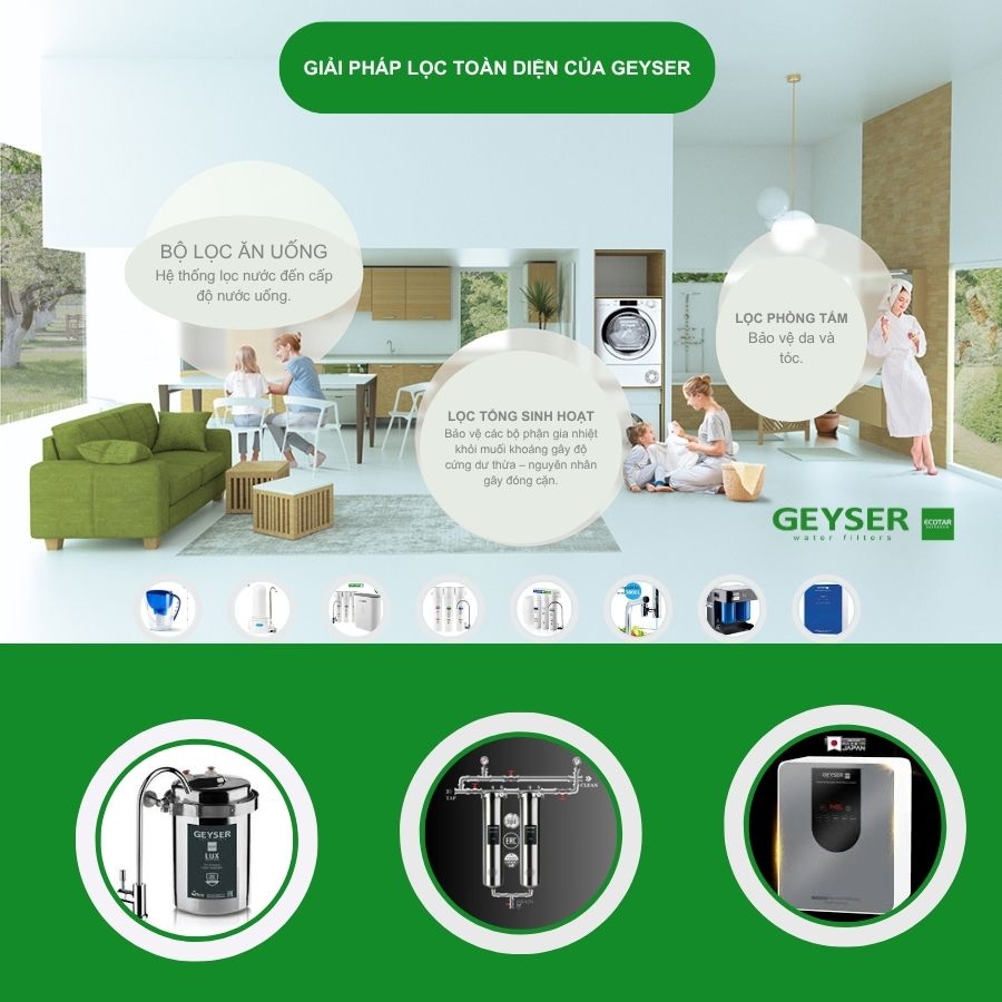 Ứng dụng của lọc tổng đầu nguồn Geyser Ecotar Aquachief