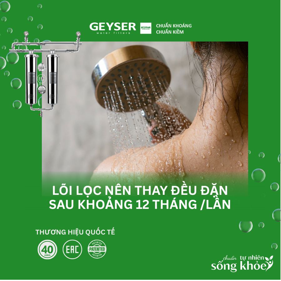 Lõi lọc nên thay đều đặn sau khoảng 12 tháng /lần