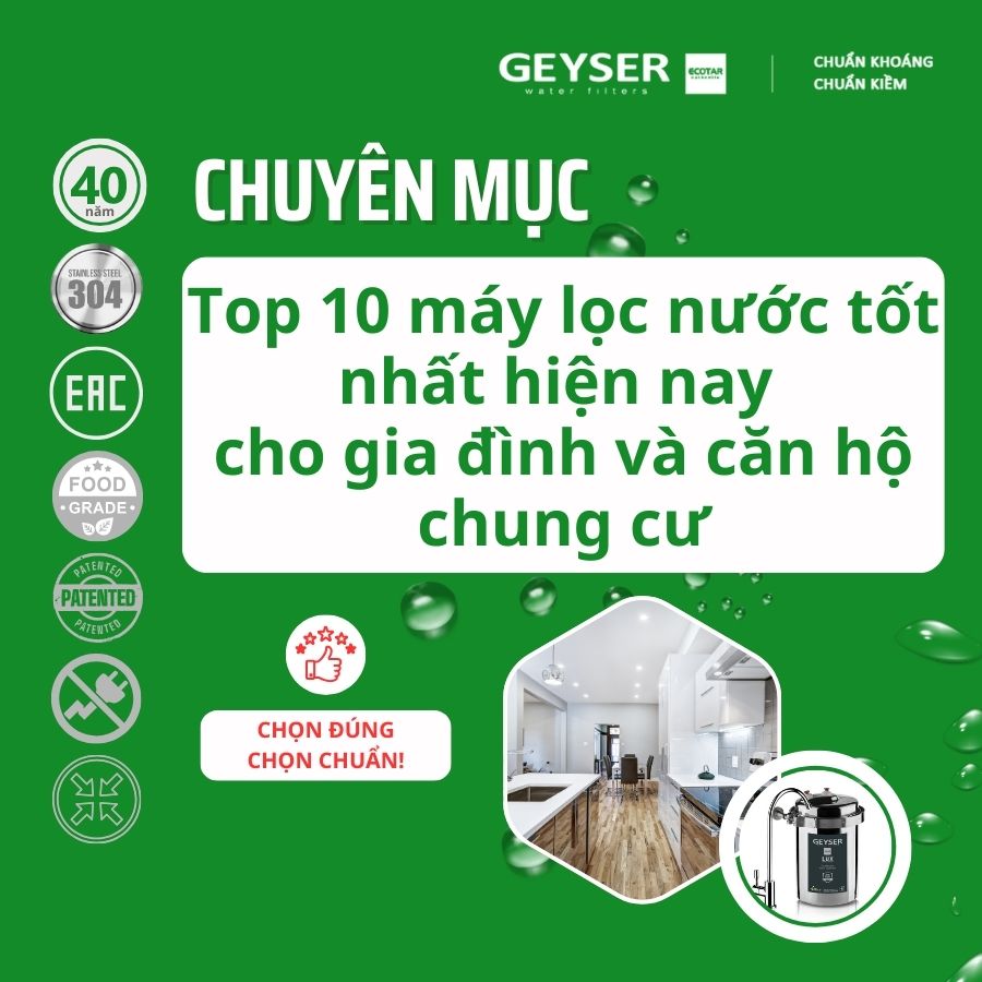 Top 10 máy lọc nước tốt nhất hiện nay cho gia đình và căn hộ chung cư