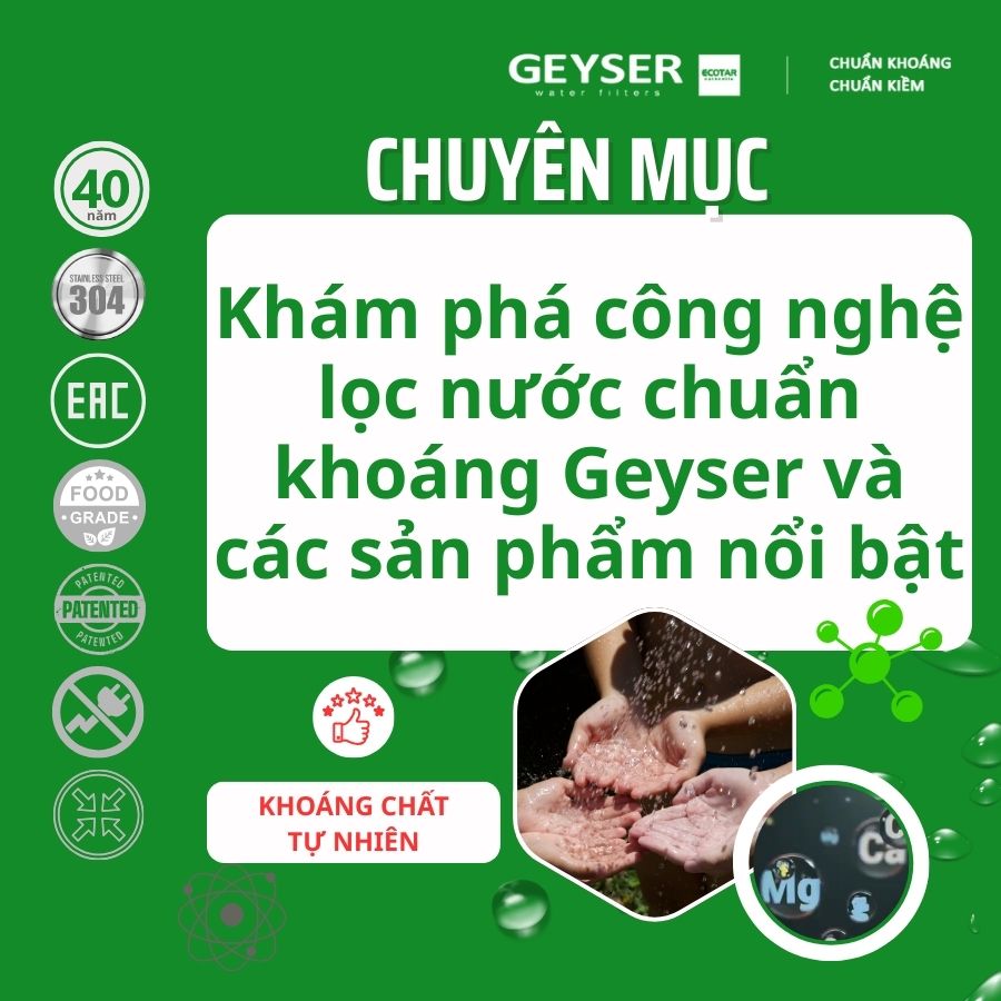 Khám phá công nghệ lọc nước chuẩn khoáng Geyser và các sản phẩm nổi bật