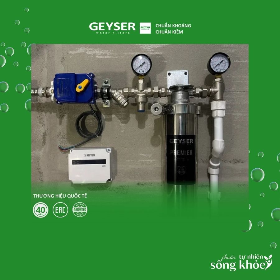 Hình ảnh lắp đặt thực tế 1 hệ lọc tổng đầu nguồn trên đường ống