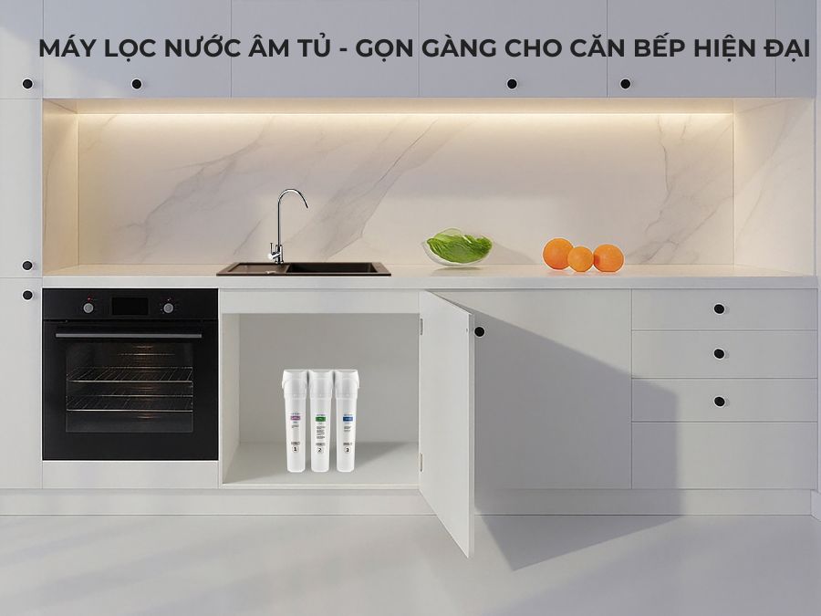 Máy lọc nước âm tủ gọn gàng cho căn bếp hiện đại