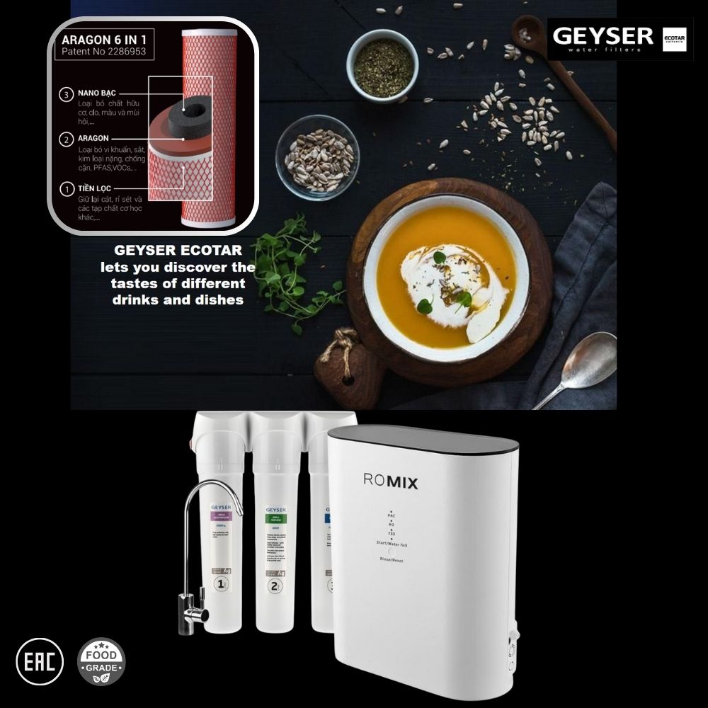 máy lọc nước cho máy pha cafe kiểm soát khoáng Geyser Ecotar 9 ROMIX 