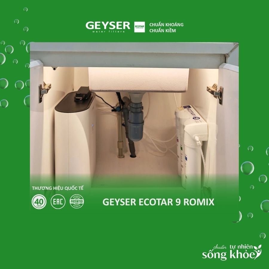 Hình ảnh thực tế máy lọc nước Geyser Ecotar 9 ROMIX lắp âm