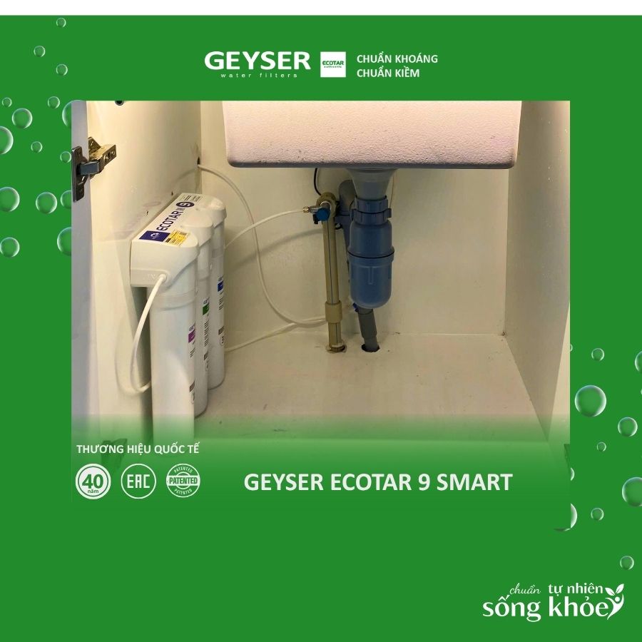 Hình ảnh thực tế máy lọc nước Geyser Ecotar 9 Smart lắp âm