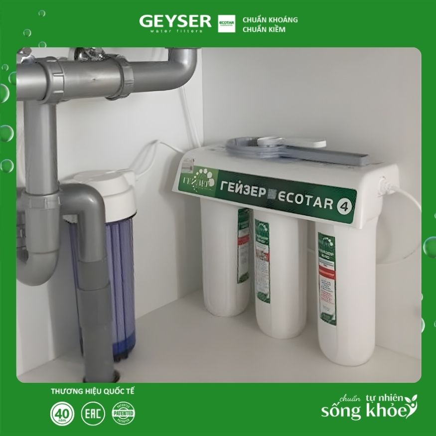Máy lọc nước nano Geyser Ecotar 4 lắp âm tủ hiện đại