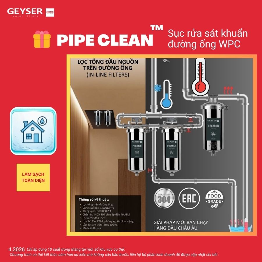 Lọc tổng chung cư Geyser Ecotar 3Fs nước nóng chung cư