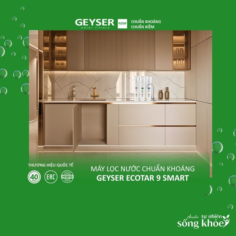 Máy lọc nước chuẩn khoáng Geyser ecotar 9 smart để bàn