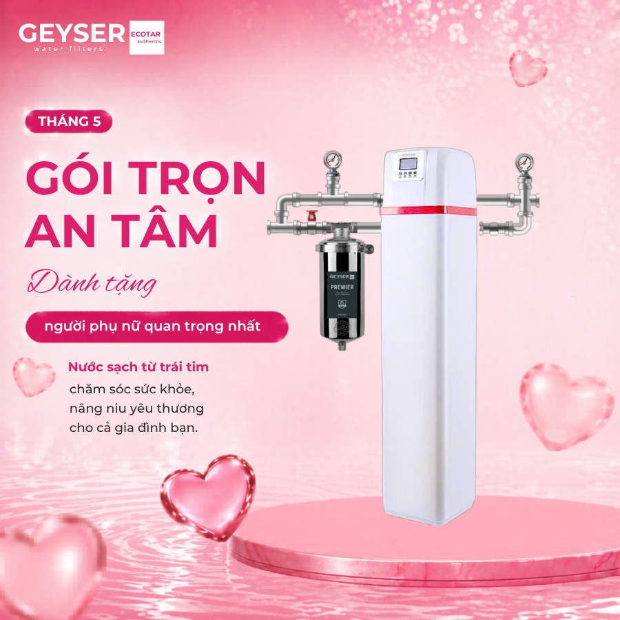 Hệ thống lọc nước đầu nguồn gia đình Geyser Ecotar 1F10F Smart tích hợp APP kết nối không dây