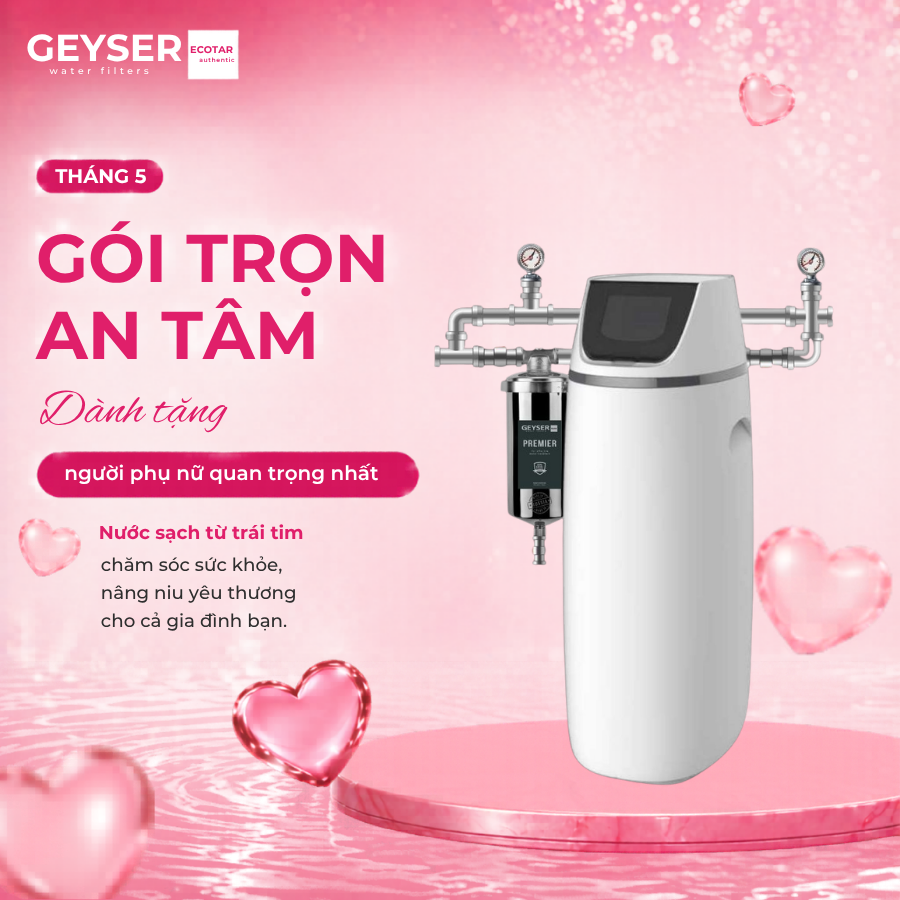 Hệ thống lọc nước đầu nguồn gia đình Geyser Ecotar 1F10S Smart tích hợp APP kết nối không dây