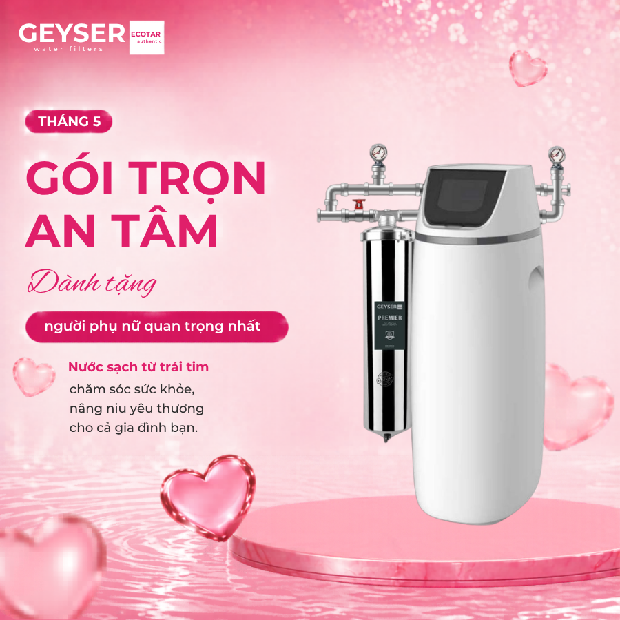 Hệ thống lọc nước đầu nguồn gia đình Geyser Ecotar 1F20S Smart tích hợp APP kết nối không dây