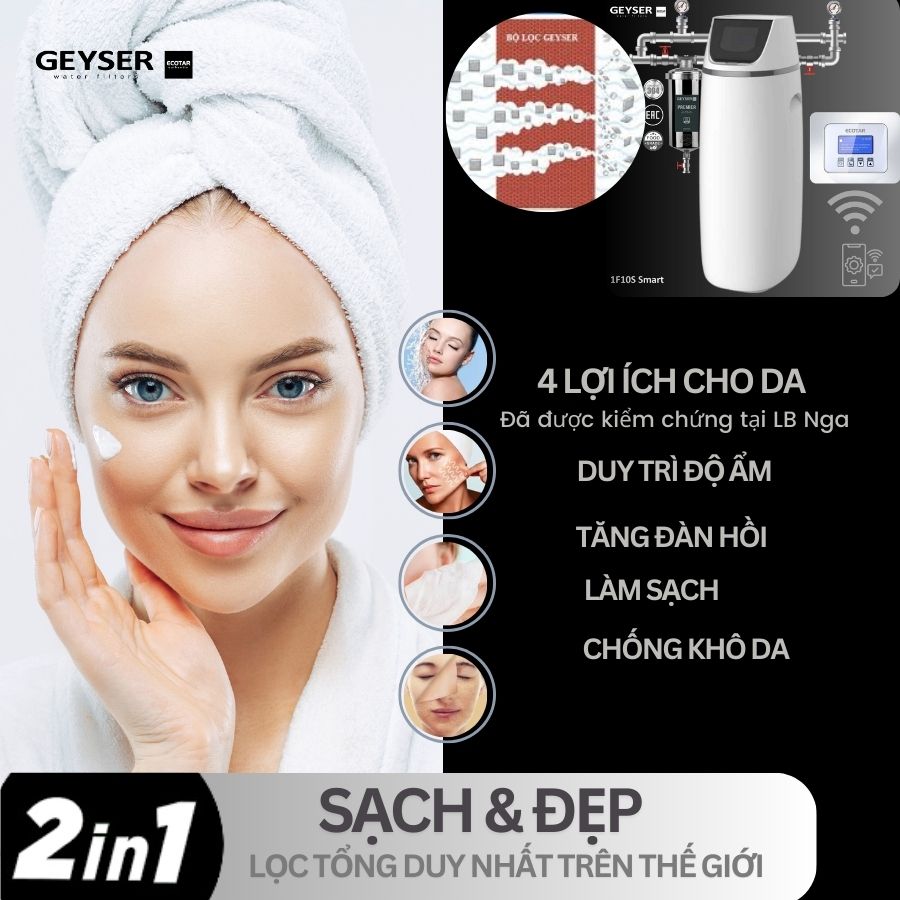 Hệ thống lọc tổng đầu nguồn gia đình tích hợp wifi thông minh Geyser Ecotar 1F10S Smart 10