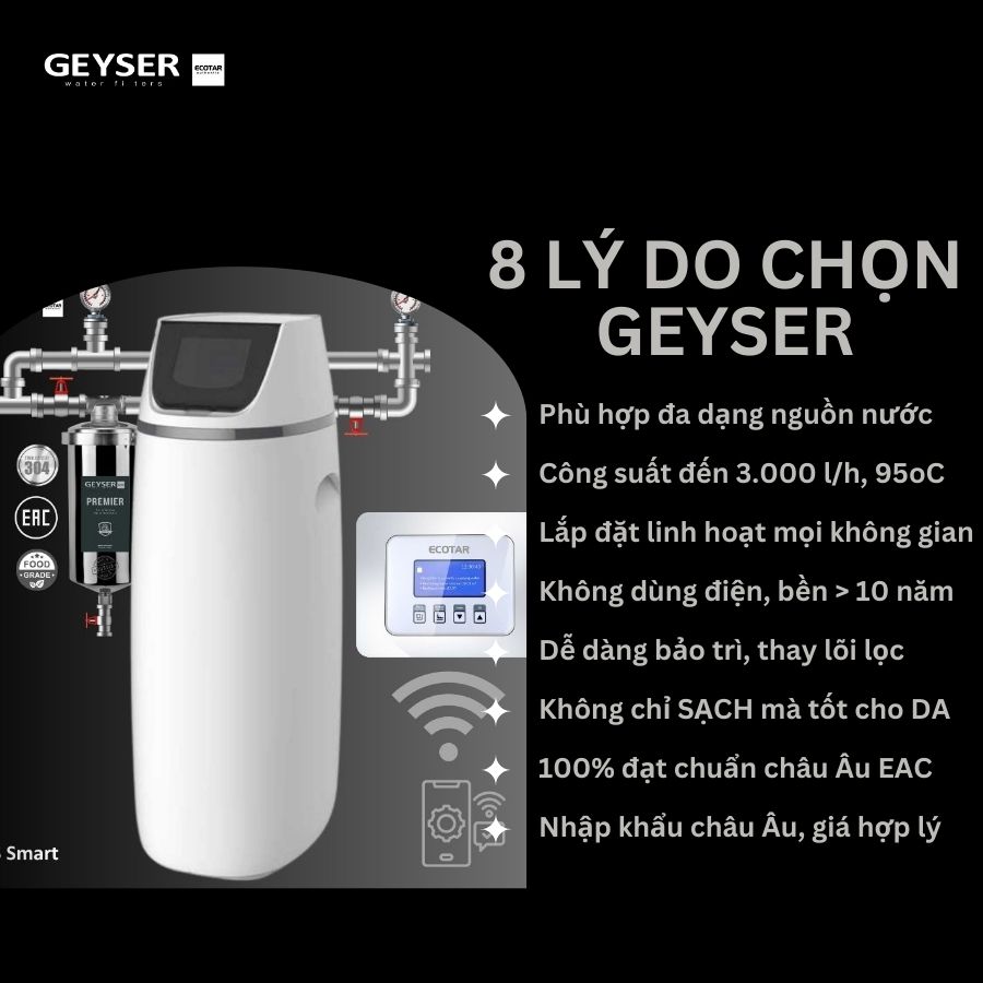 Hệ thống lọc tổng đầu nguồn gia đình tích hợp wifi thông minh Geyser Ecotar 1F10S Smart 6
