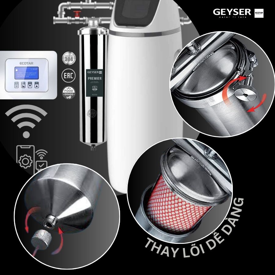Hệ thống lọc tổng đầu nguồn gia đình tích hợp wifi thông minh Geyser Ecotar 1F20S Smart 11